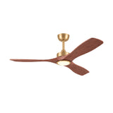 Ventilador de techo Livia en Soft Brass/Cerezo Ø132 cm con luz LED y aspas de madera maciza 100%
