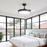 Ventilador de techo Serena motor DC ultrasilencioso negro de Ø100 cm con 3 aspas retráctiles y luz LED