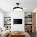 Ventilador de techo Serena motor DC ultrasilencioso negro de Ø100 cm con 3 aspas retráctiles y luz LED