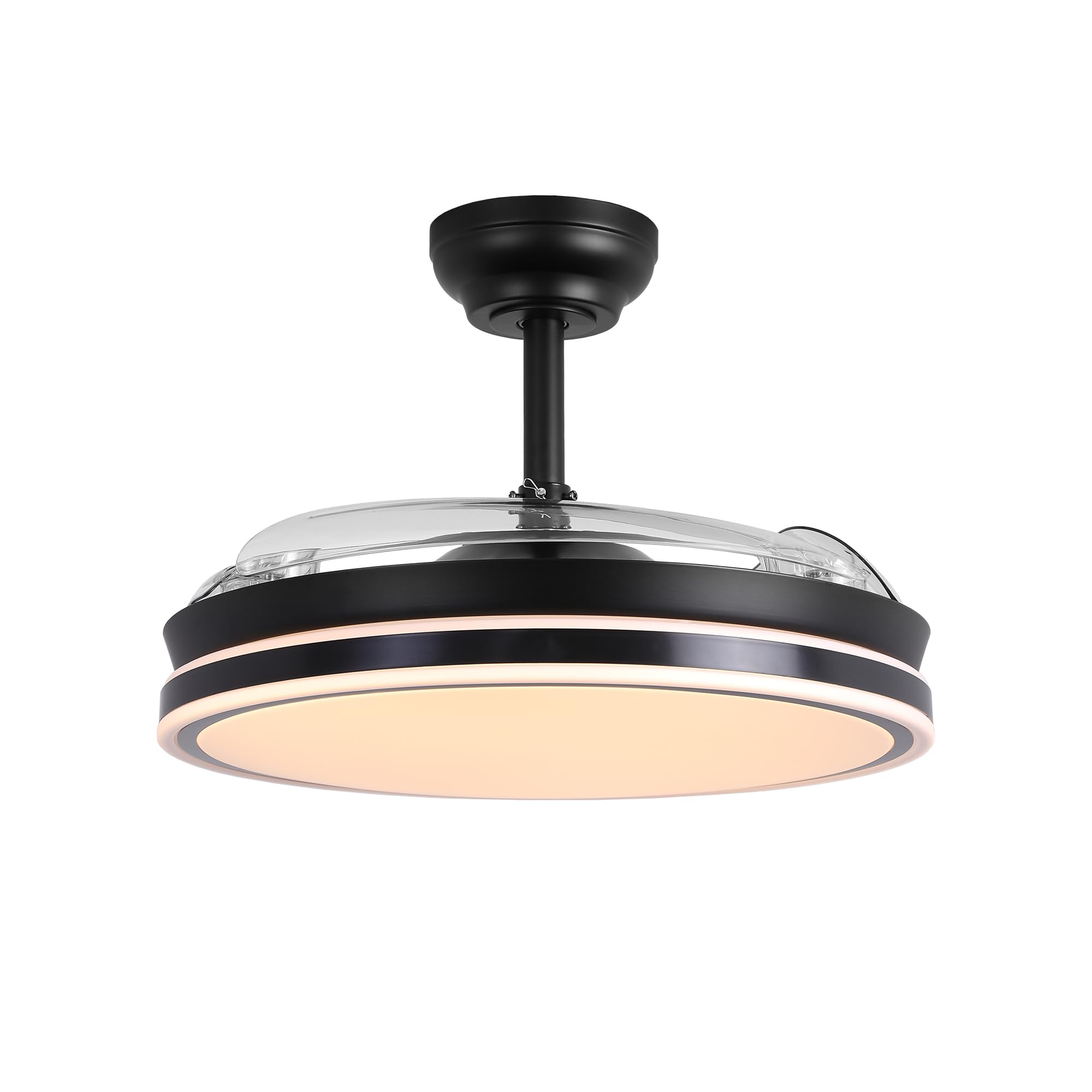 Ventilador de techo Serena motor DC ultrasilencioso negro de Ø100 cm con 3 aspas retráctiles y luz LED