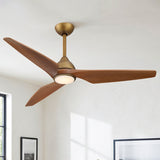 Ventilador de techo Varel en oro satinado Ø132 cm con luz LED y aspas de madera maciza 100%