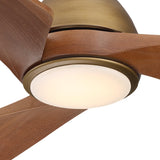Ventilador de techo Varel en oro satinado Ø132 cm con luz LED y aspas de madera maciza 100%