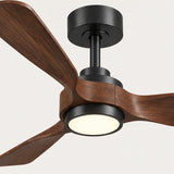 Ventilador de techo Mavren de madera negra/cerezo Ø112 cm con luz LED y aspas de madera maciza 100% 