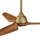 Ventilador de techo Varel en oro satinado Ø132 cm con luz LED y aspas de madera maciza 100%