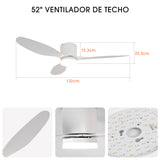Ventilador de techo DC de 28 W ultrasilencioso Ø132 cm