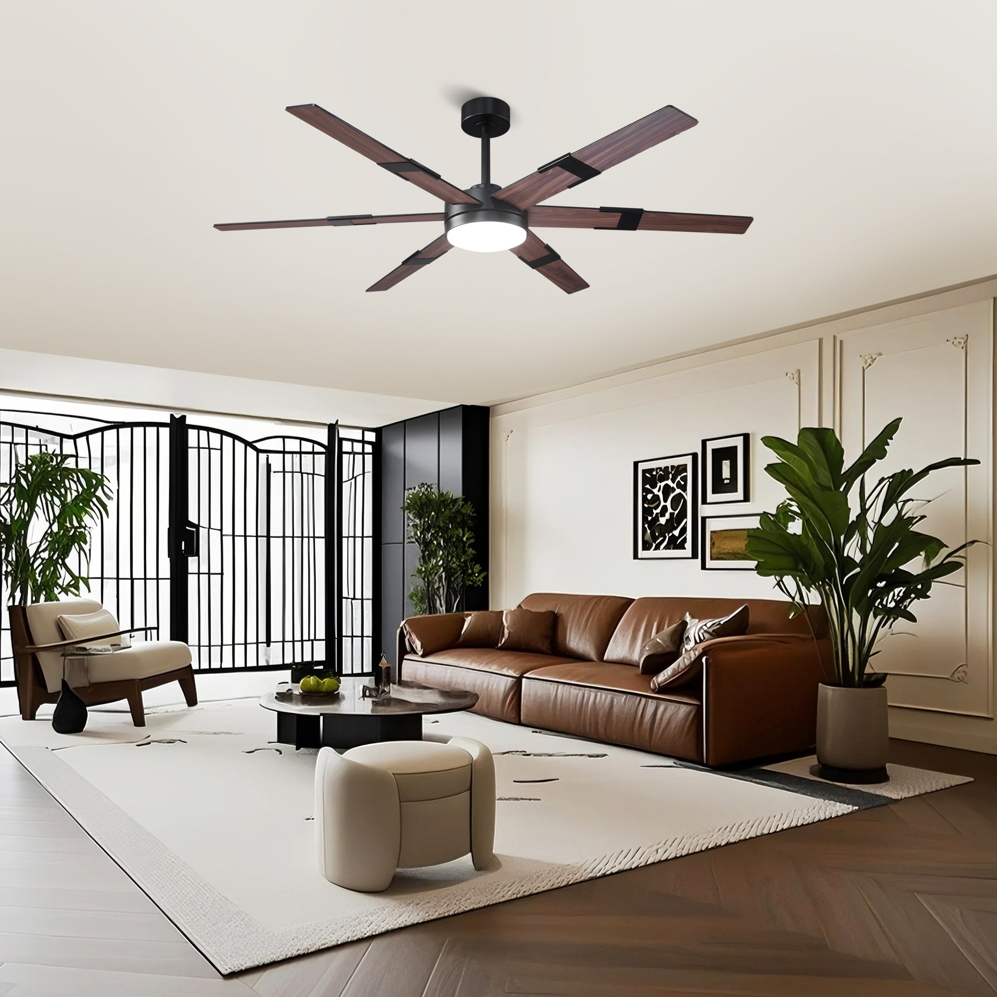 Ventilador de techo LED industrial de 152 cm con aspas de doble cara, luz, APP y mando a distancia