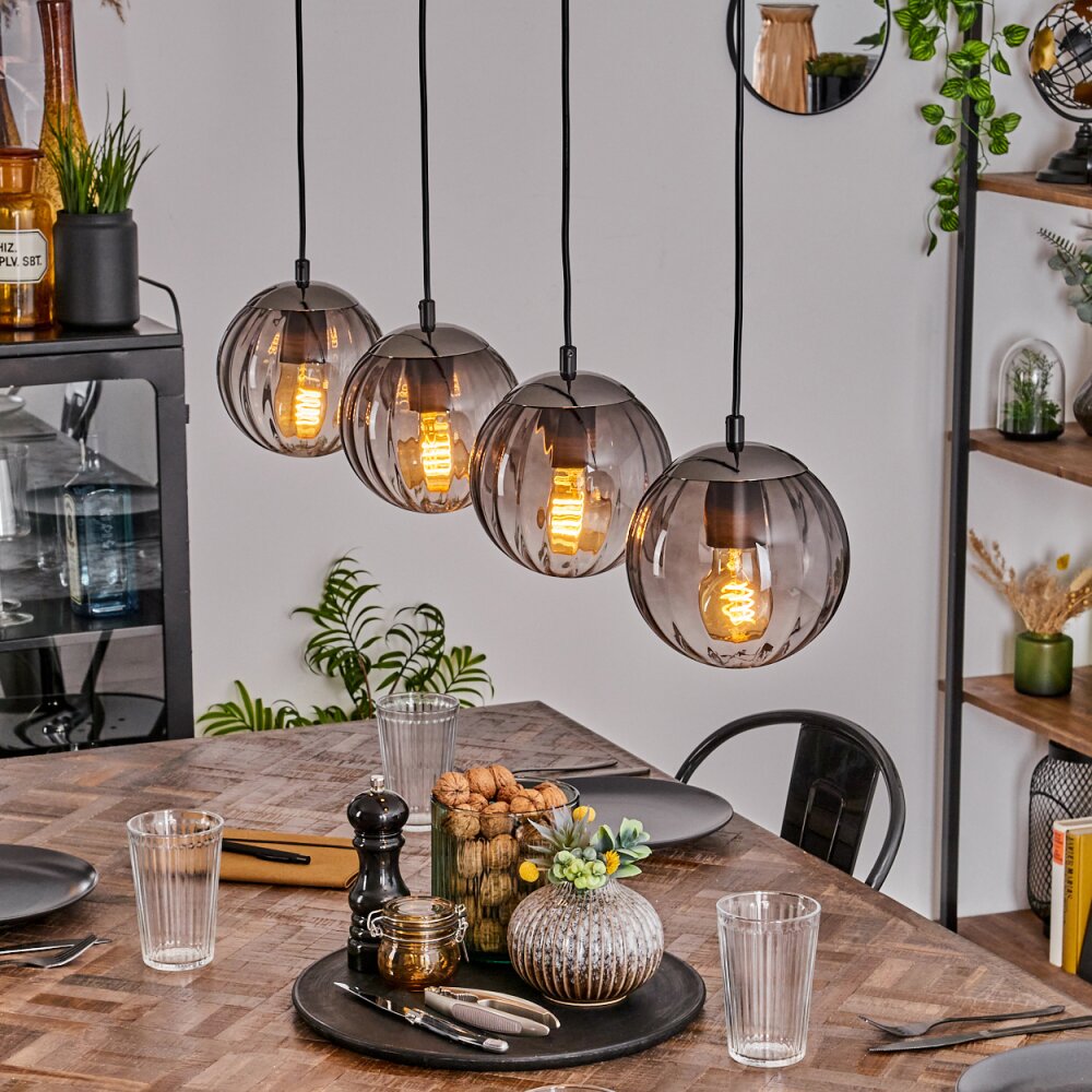 Lámpara colgante lineal ahumada moderna de mediados de siglo para comedor y sala de estar