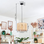 Lámpara colgante cilíndrica tejida de ratán boho para comedor y sala de estar