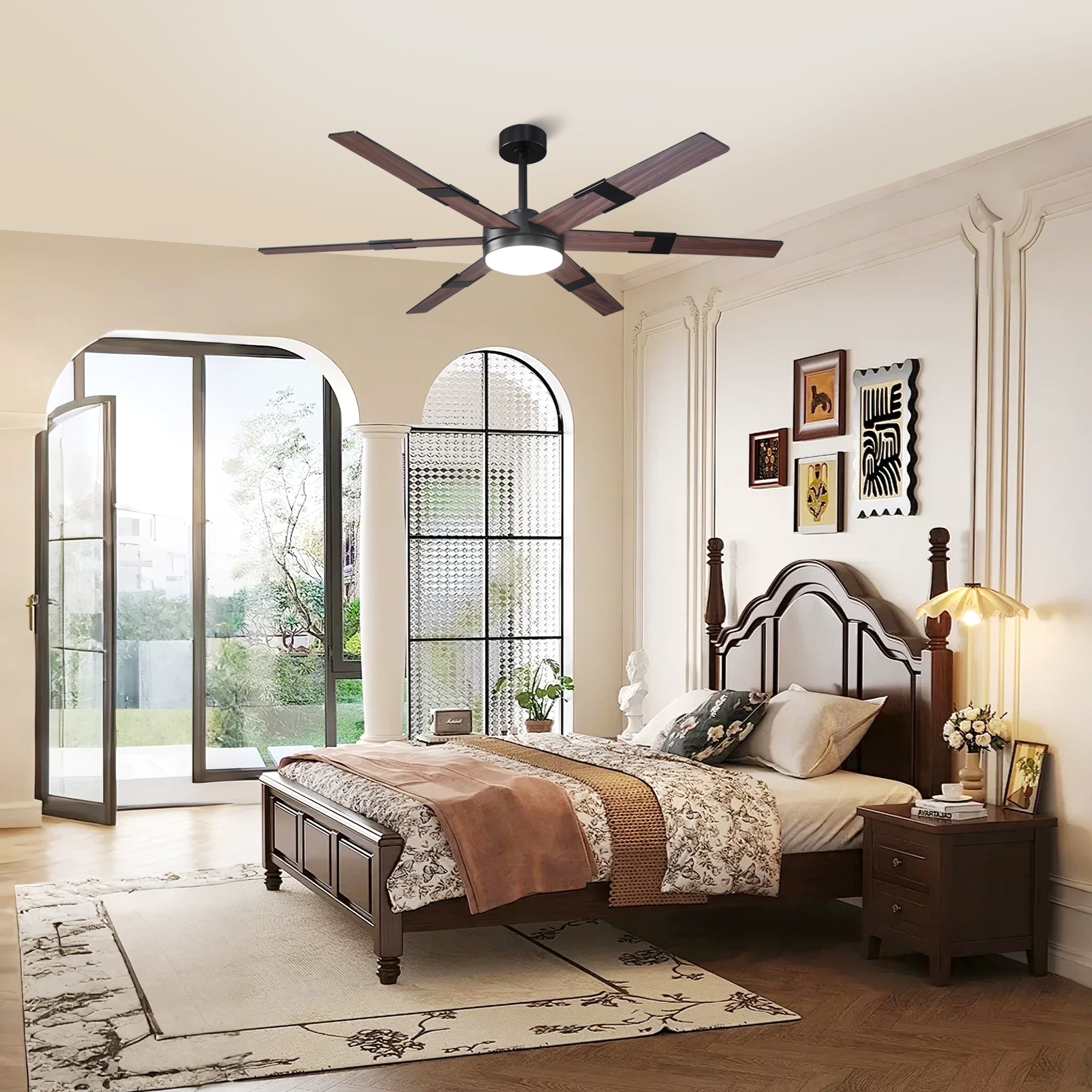 Ventilador de techo LED industrial de 152 cm con aspas de doble cara, luz, APP y mando a distancia