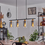 Lámpara colgante lineal vintage industrial con detalles de latón para comedor y sala de estar