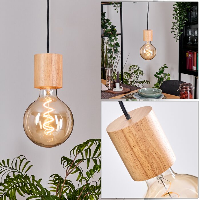 Lámpara colgante industrial vintage de doble viga de madera y grupo de bombillas Edison para comedor y sala de estar