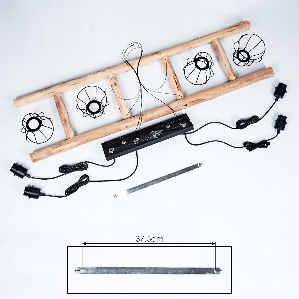 Lámpara colgante lineal de jaula de madera y alambre estilo granja industrial para comedor y sala de estar