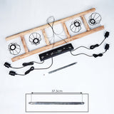 Lámpara colgante lineal de jaula de madera y alambre estilo granja industrial para comedor y sala de estar