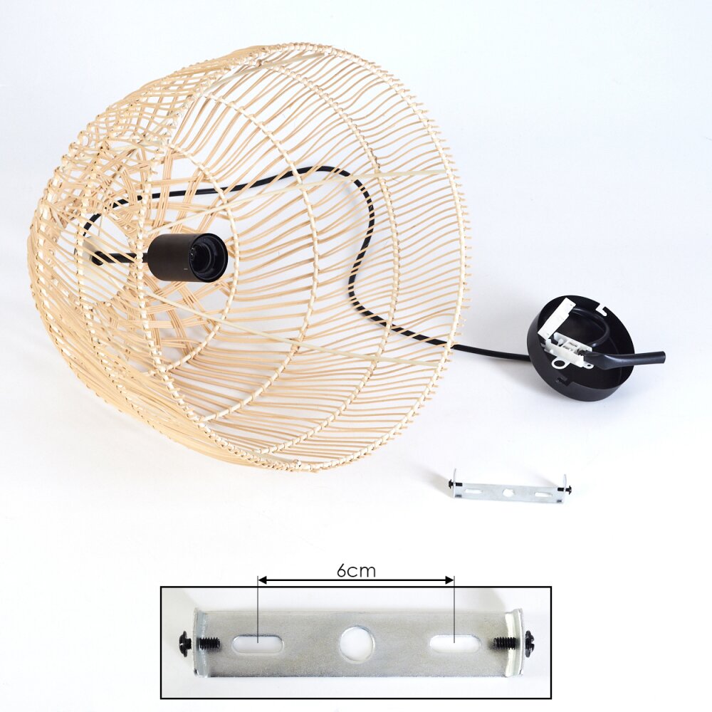 Lámpara colgante boho de ratán tejido con forma de campana para comedor y sala de estar