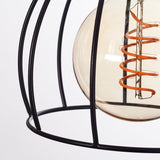 Lámpara colgante lineal de jaula de madera y alambre estilo granja industrial para comedor y sala de estar