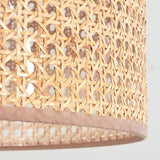 Lámpara colgante cilíndrica tejida de ratán boho para comedor y sala de estar