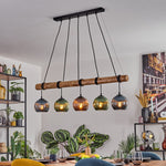 Lámpara colgante lineal rústica de vidrio colorido bohemio para comedor y sala de estar