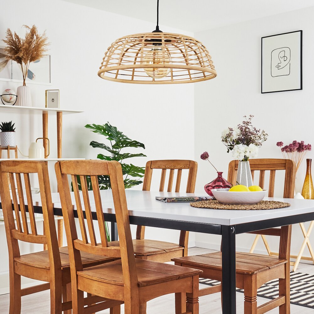 Lámpara colgante rústica natural de bambú para cocina y comedor