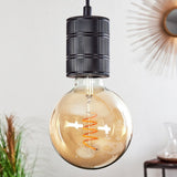 Lámpara colgante industrial vintage de doble viga de madera y grupo de bombillas Edison para comedor y sala de estar