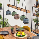 Lámpara colgante lineal rústica de vidrio colorido bohemio para comedor y sala de estar