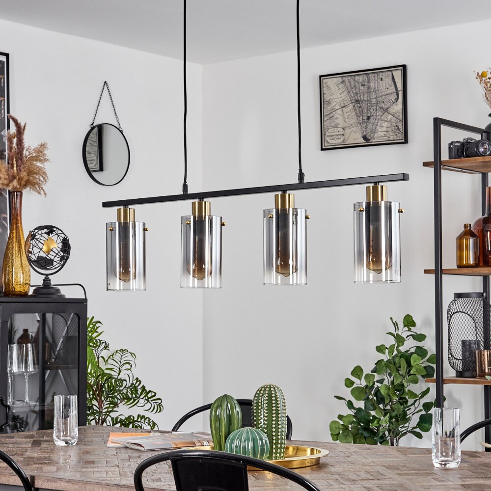 Lámpara colgante lineal vintage industrial con detalles de latón para comedor y sala de estar