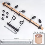 Lámpara colgante lineal rústica escandinava de madera y jaula geométrica de alambre para cocina y comedor
