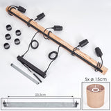 Lámpara colgante lineal rústica escandinava de madera y jaula geométrica de alambre para cocina y comedor