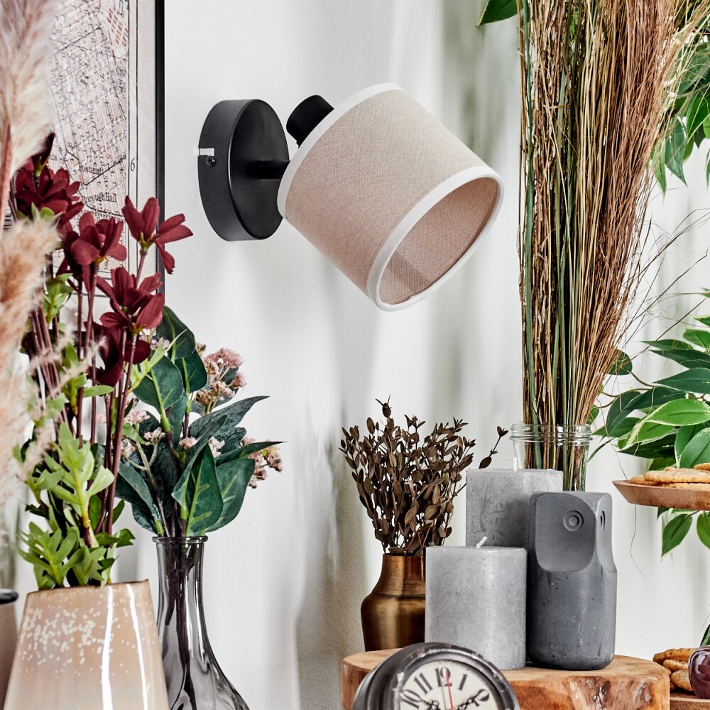 Modern Linen Shade Wall Spotlight in Black for Living Room and Bedroom ...