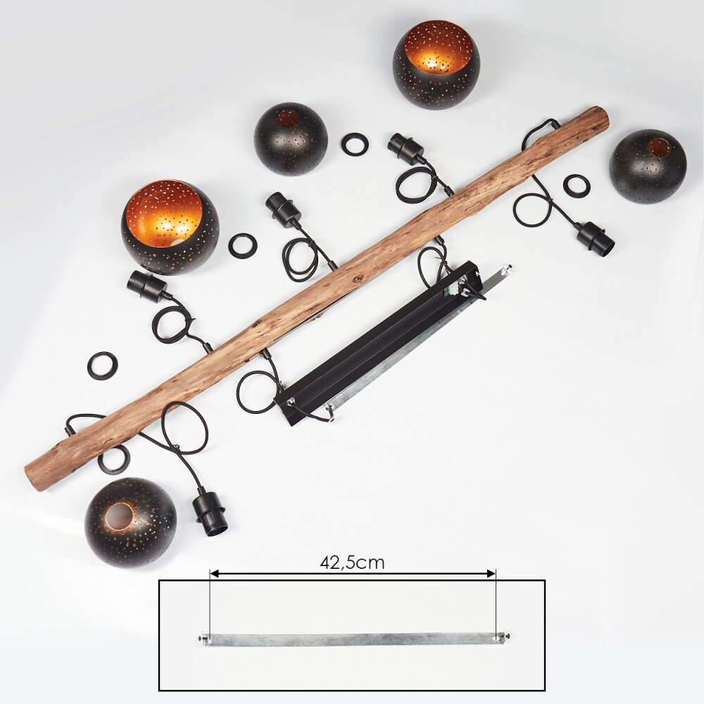 Lámpara colgante de grupo perforado de madera rústica bohemia para comedor y sala de estar
