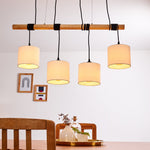 Lámpara colgante de racimo con pantalla de tambor de madera y lino de estilo minimalista escandinavo para cocina y comedor