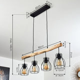 Lámpara colgante lineal industrial rústica de madera y jaula de alambre para comedor y sala de estar