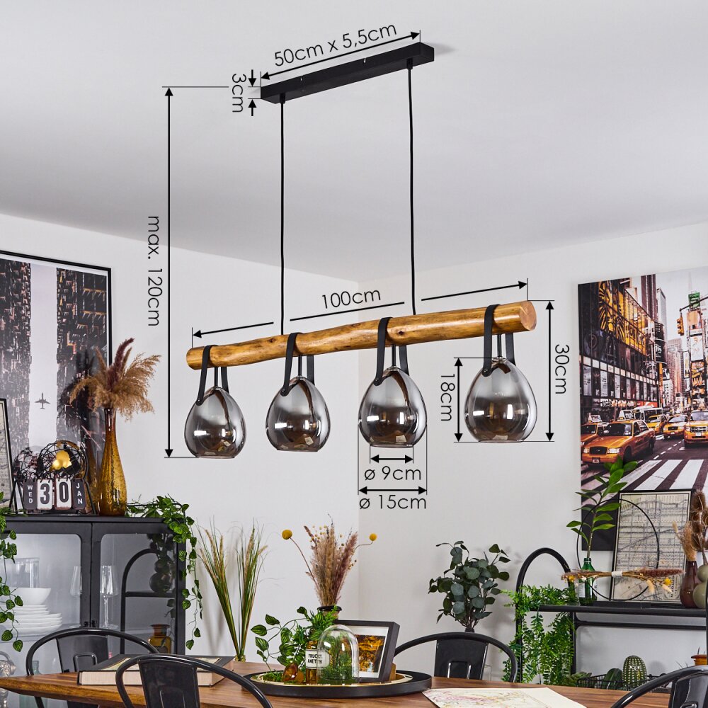 Lámpara colgante lineal moderna rústica para comedor y sala de estar