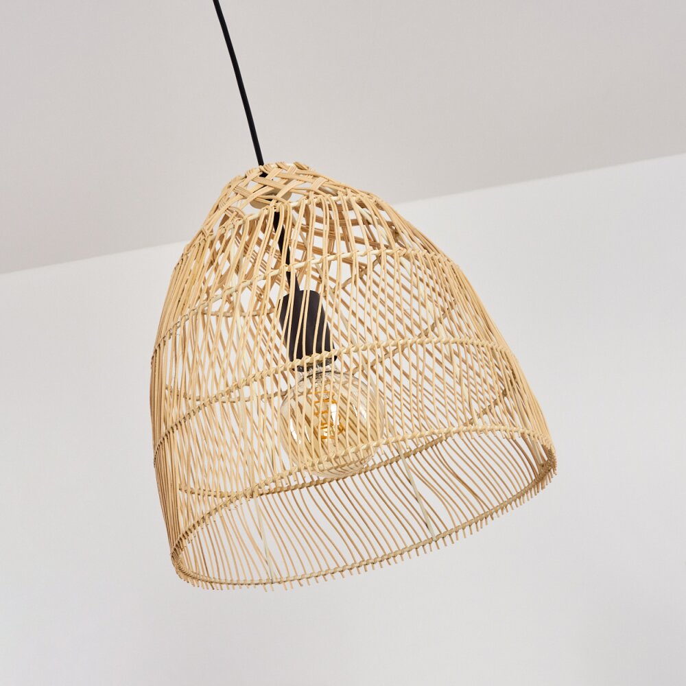 Lámpara colgante boho de ratán tejido con forma de campana para comedor y sala de estar