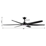 Ventilador de techo industrial de Ø165 cm Motor DC con luz y mando a distancia