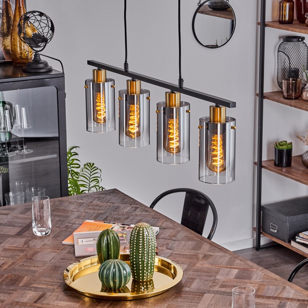 Lámpara colgante lineal vintage industrial con detalles de latón para comedor y sala de estar