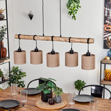 Lámpara colgante lineal rústica escandinava de madera y jaula geométrica de alambre para cocina y comedor