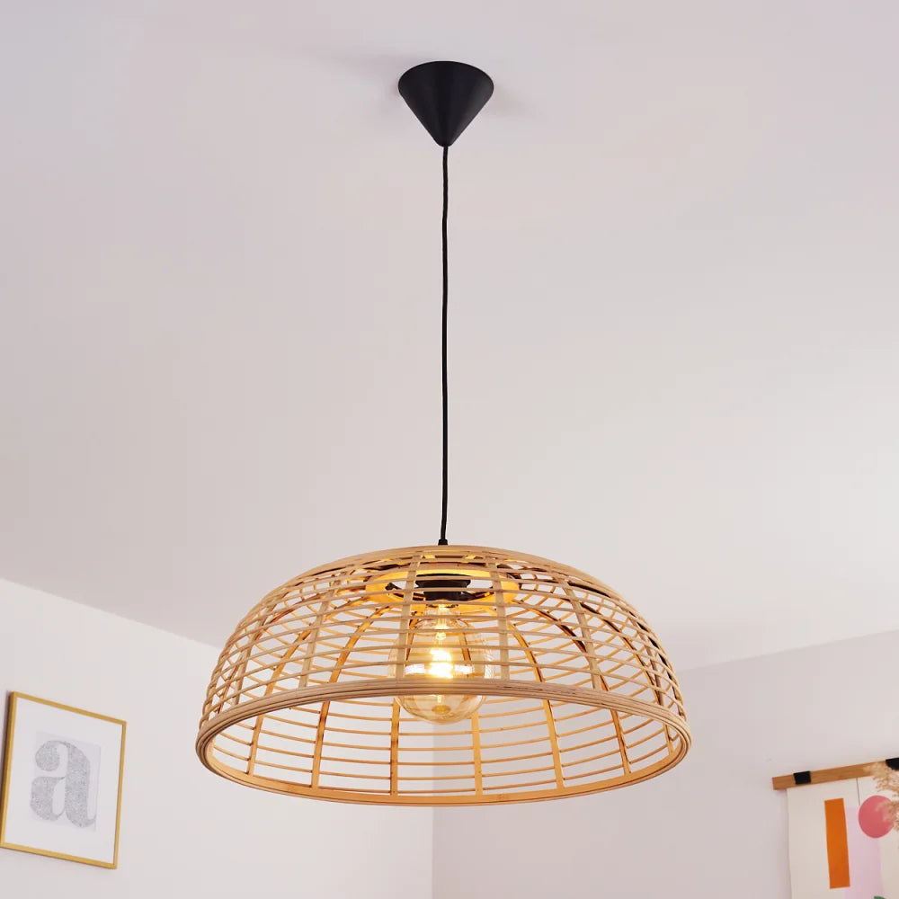 Lámpara colgante de bambú estilo bohemio para cocina y comedor