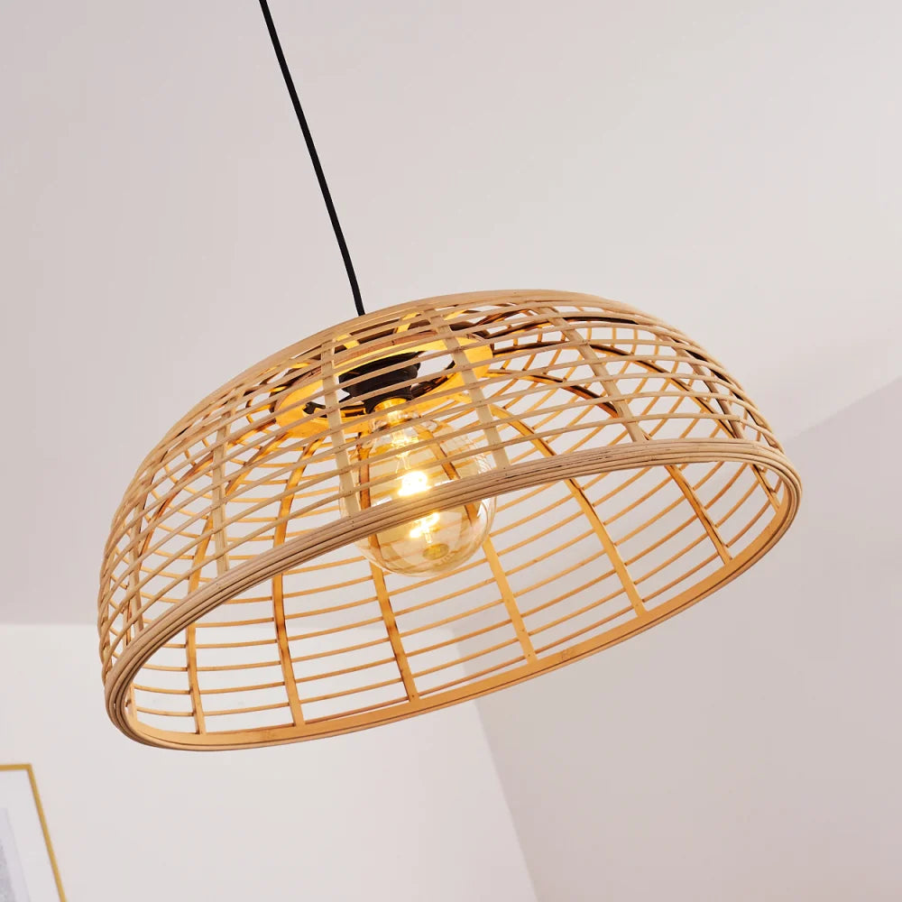 Lámpara colgante de bambú estilo bohemio para cocina y comedor