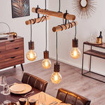 Lámpara colgante industrial vintage de doble viga de madera y grupo de bombillas Edison para comedor y sala de estar