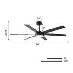 Ventilador de techo LED industrial de 152 cm con aspas de doble cara, luz, APP y mando a distancia