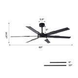 Ventilador de techo LED industrial de 152 cm con aspas de doble cara, luz, APP y mando a distancia