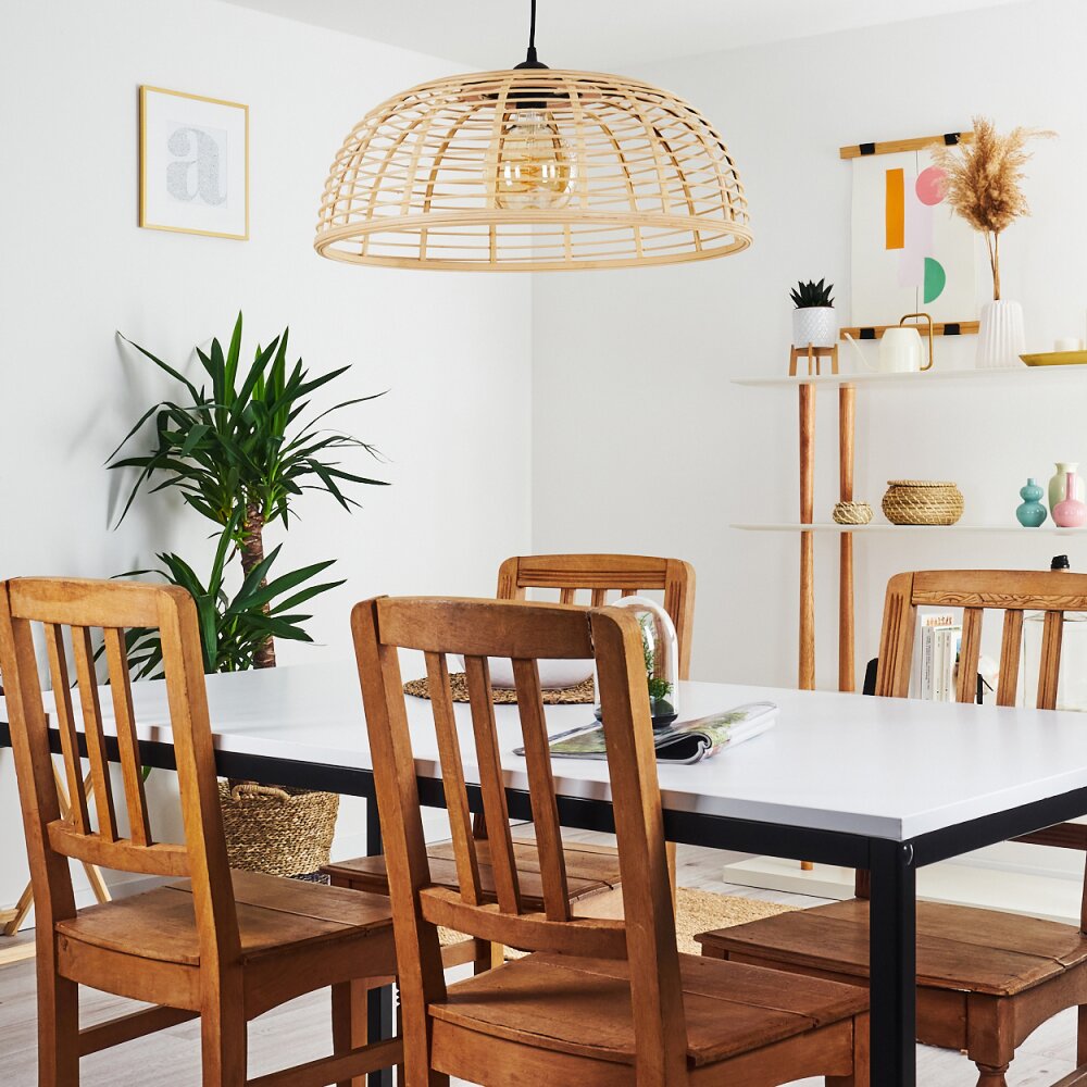 Lámpara colgante de bambú estilo bohemio para cocina y comedor