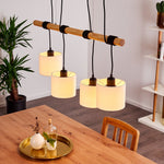 Lámpara colgante de racimo con pantalla de tambor de madera y lino de estilo minimalista escandinavo para cocina y comedor