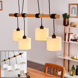 Lámpara colgante de racimo con pantalla de tambor de madera y lino de estilo minimalista escandinavo para cocina y comedor
