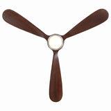 Ventilador de techo Mavren en níquel cepillado/nogal oscuro Ø132 cm con luz LED y aspas de madera maciza 100%