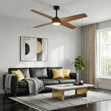 Ventilador de techo silencioso Parvez Black And Walnut Tone Ø152 cm con luz LED