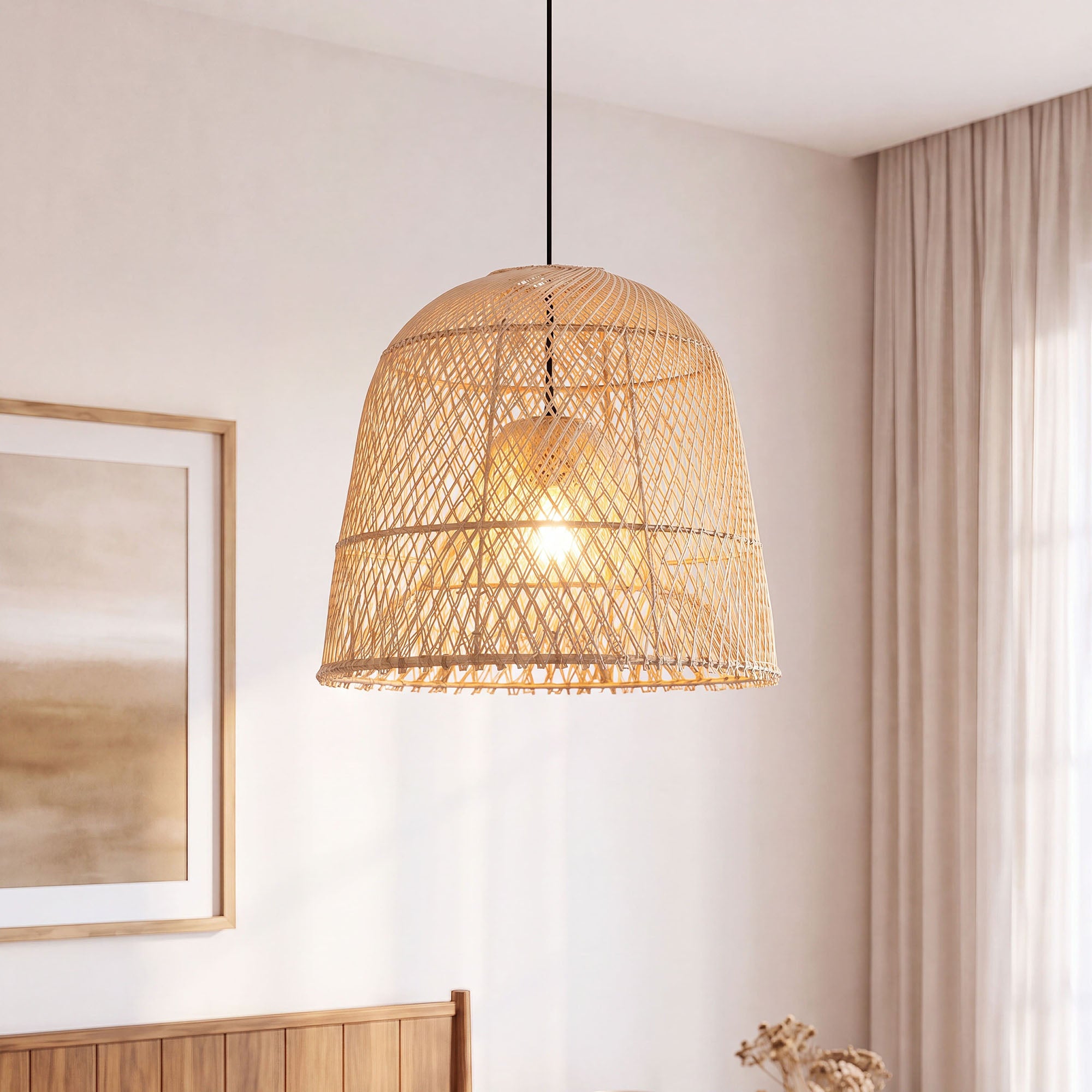 Scandinavian Minimalist Rattan Pendant Light Ø38cm