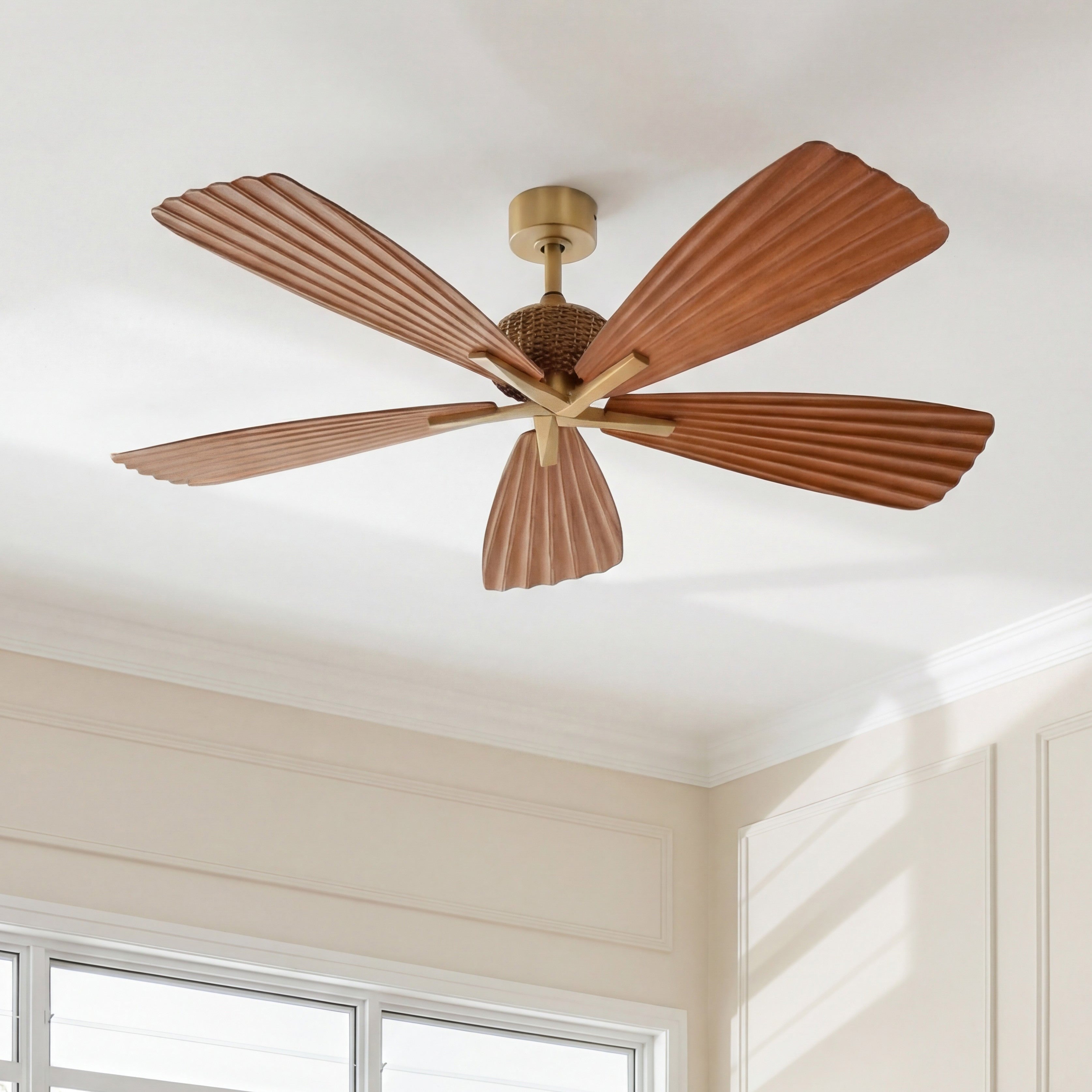 Ventilador de techo Palma de Ø142 cm con aspas escultóricas estilo hoja de palmera