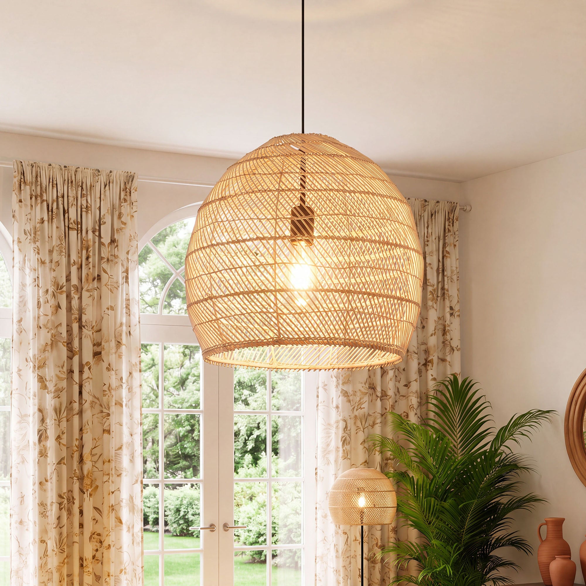 Earthy Minimalist Weave Rattan Pendant Light Ø40cm