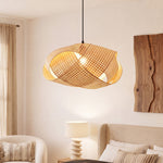 Earthy Wabi-Sabi Wave Bamboo Pendant Light Ø50cm
